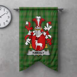 ScotsTee Shop Irish Kinealy or O'Kinnally Clan Coat of Arms Irish Tartan Gonfalon Flag