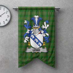 ScotsTee Shop Irish Lowe Clan Coat of Arms Irish Tartan Gonfalon Flag