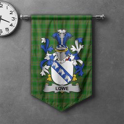 ScotsTee Shop Irish Lowe Clan Coat of Arms Irish Tartan Gonfalon Flag