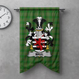 ScotsTee Shop Irish Maul or Maule Clan Coat of Arms Irish Tartan Gonfalon Flag