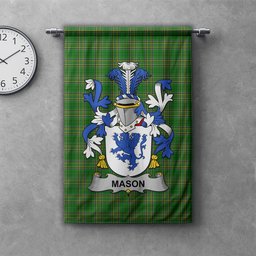 ScotsTee Shop Irish Mason Clan Coat of Arms Irish Tartan Gonfalon Flag