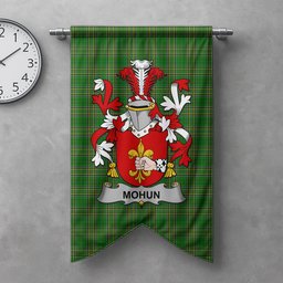 ScotsTee Shop Irish Mohun or Mohan Clan Coat of Arms Irish Tartan Gonfalon Flag