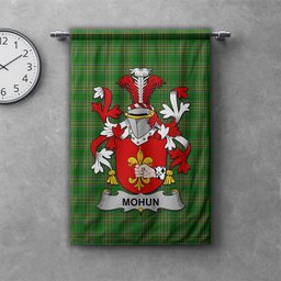 ScotsTee Shop Irish Mohun or Mohan Clan Coat of Arms Irish Tartan Gonfalon Flag