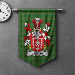 ScotsTee Shop Irish Lawder or Lauder Clan Coat of Arms Irish Tartan Gonfalon Flag