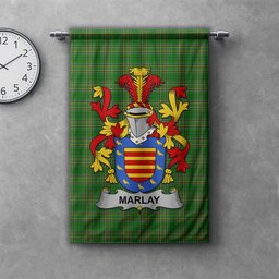 ScotsTee Shop Irish Marlay or O'Marley Clan Coat of Arms Irish Tartan Gonfalon Flag