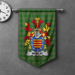 ScotsTee Shop Irish Marlay or O'Marley Clan Coat of Arms Irish Tartan Gonfalon Flag