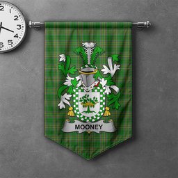 ScotsTee Shop Irish Mooney or O'Mooney Clan Coat of Arms Irish Tartan Gonfalon Flag