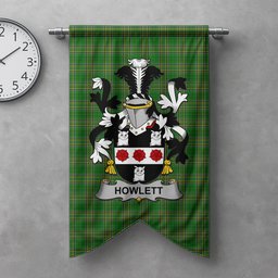 ScotsTee Shop Irish Howlett or Hewlett Clan Coat of Arms Irish Tartan Gonfalon Flag