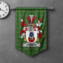 ScotsTee Shop Irish Harmon Clan Coat of Arms Irish Tartan Gonfalon Flag