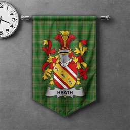 ScotsTee Shop Irish Heath Clan Coat of Arms Irish Tartan Gonfalon Flag