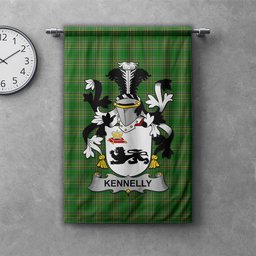 ScotsTee Shop Irish Kennelly or O'Kineally Clan Coat of Arms Irish Tartan Gonfalon Flag