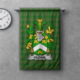 ScotsTee Shop Irish Kildahl Clan Coat of Arms Irish Tartan Gonfalon Flag