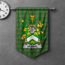 ScotsTee Shop Irish Kildahl Clan Coat of Arms Irish Tartan Gonfalon Flag