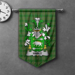 ScotsTee Shop Irish Hanly or O'Hanley Clan Coat of Arms Irish Tartan Gonfalon Flag