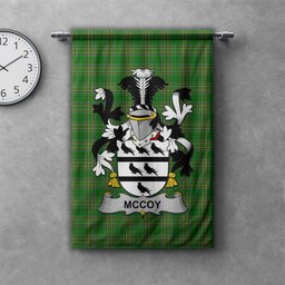 ScotsTee Shop Irish McCoy Clan Coat of Arms Irish Tartan Gonfalon Flag