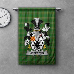 ScotsTee Shop Irish Jeffreys Clan Coat of Arms Irish Tartan Gonfalon Flag