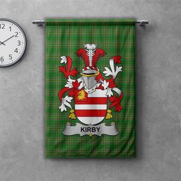 ScotsTee Shop Irish Kirby or O'Kirby Clan Coat of Arms Irish Tartan Gonfalon Flag