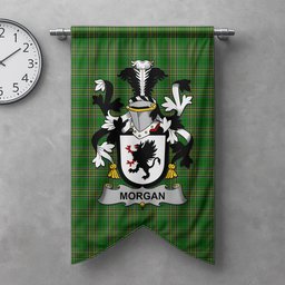 ScotsTee Shop Irish Morgan Clan Coat of Arms Irish Tartan Gonfalon Flag
