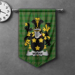ScotsTee Shop Irish Moran or O'Moran Clan Coat of Arms Irish Tartan Gonfalon Flag