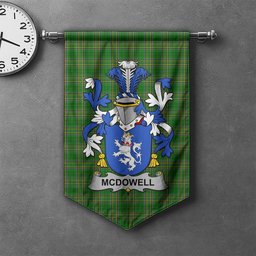 ScotsTee Shop Irish McDowell Clan Coat of Arms Irish Tartan Gonfalon Flag