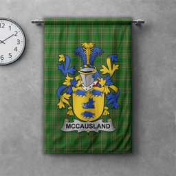ScotsTee Shop Irish McCausland Clan Coat of Arms Irish Tartan Gonfalon Flag