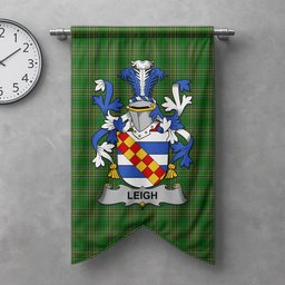 ScotsTee Shop Irish Leigh or McLaeghis Clan Coat of Arms Irish Tartan Gonfalon Flag