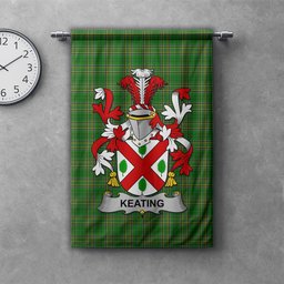 ScotsTee Shop Irish Keating or O'Keaty Clan Coat of Arms Irish Tartan Gonfalon Flag
