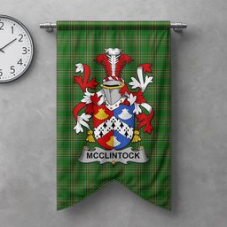 ScotsTee Shop Irish McClintock Clan Coat of Arms Irish Tartan Gonfalon Flag