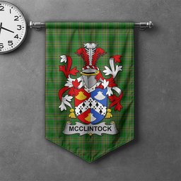 ScotsTee Shop Irish McClintock Clan Coat of Arms Irish Tartan Gonfalon Flag