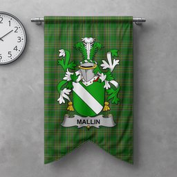 ScotsTee Shop Irish Mallin or O'Mallan Clan Coat of Arms Irish Tartan Gonfalon Flag