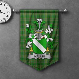ScotsTee Shop Irish Mallin or O'Mallan Clan Coat of Arms Irish Tartan Gonfalon Flag