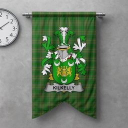 ScotsTee Shop Irish Kilkelly or Killikelly Clan Coat of Arms Irish Tartan Gonfalon Flag