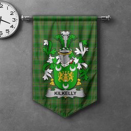 ScotsTee Shop Irish Kilkelly or Killikelly Clan Coat of Arms Irish Tartan Gonfalon Flag