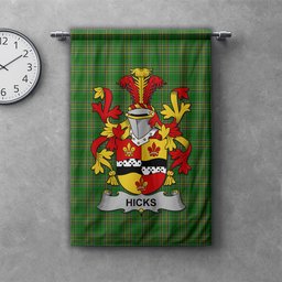 ScotsTee Shop Irish Hicks Clan Coat of Arms Irish Tartan Gonfalon Flag