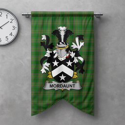 ScotsTee Shop Irish Mordaunt Clan Coat of Arms Irish Tartan Gonfalon Flag