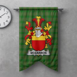 ScotsTee Shop Irish McCarron Clan Coat of Arms Irish Tartan Gonfalon Flag