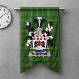 ScotsTee Shop Irish McKeown Clan Coat of Arms Irish Tartan Gonfalon Flag