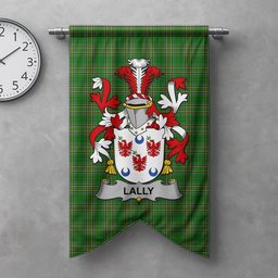 ScotsTee Shop Irish Lally or O'Mullally Clan Coat of Arms Irish Tartan Gonfalon Flag