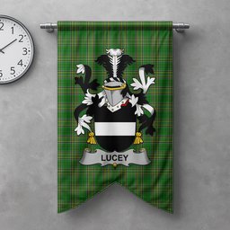 ScotsTee Shop Irish Lucey or O'Lucy Clan Coat of Arms Irish Tartan Gonfalon Flag