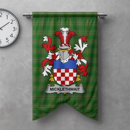ScotsTee Shop Irish Micklethwait Clan Coat of Arms Irish Tartan Gonfalon Flag