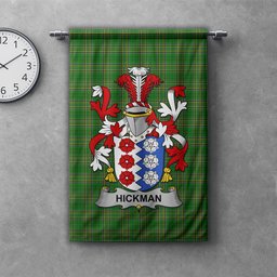 ScotsTee Shop Irish Hickman Clan Coat of Arms Irish Tartan Gonfalon Flag