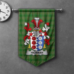 ScotsTee Shop Irish Hickman Clan Coat of Arms Irish Tartan Gonfalon Flag