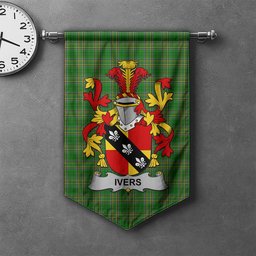 ScotsTee Shop Irish Ivers Clan Coat of Arms Irish Tartan Gonfalon Flag