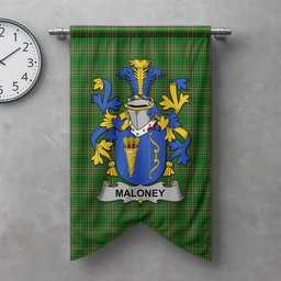 ScotsTee Shop Irish Maloney or O'Molony Clan Coat of Arms Irish Tartan Gonfalon Flag
