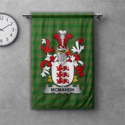 ScotsTee Shop Irish McMahon or McMahan Clan Coat of Arms Irish Tartan Gonfalon Flag