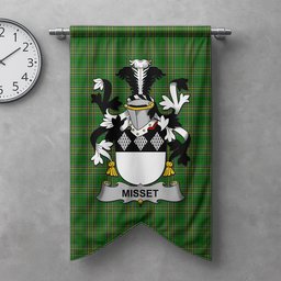 ScotsTee Shop Irish Misset Clan Coat of Arms Irish Tartan Gonfalon Flag