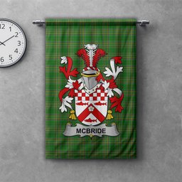 ScotsTee Shop Irish McBride or MacBride Clan Coat of Arms Irish Tartan Gonfalon Flag