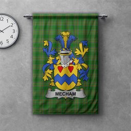 ScotsTee Shop Irish Mecham Clan Coat of Arms Irish Tartan Gonfalon Flag
