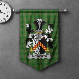 ScotsTee Shop Irish McWorth or MacWorth Clan Coat of Arms Irish Tartan Gonfalon Flag
