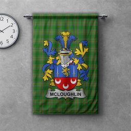 ScotsTee Shop Irish McLoughlin or Loughlin Clan Coat of Arms Irish Tartan Gonfalon Flag